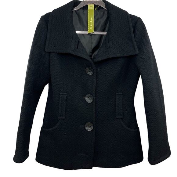 Soia & Kyo Women’s Jacket Black Textured Wool Blend Small Coat Short Classic - Picture 1 of 10